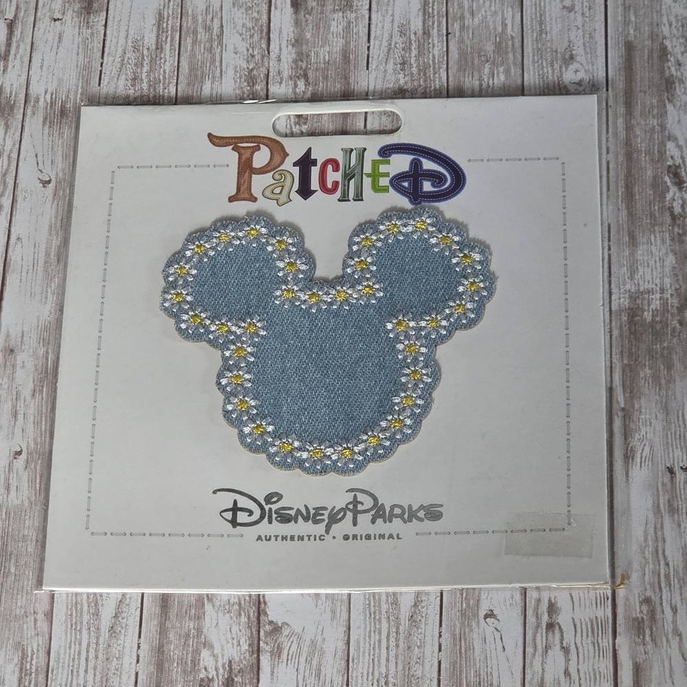 Disney Parks Patched Mickey Mouse Daisy Floral Denim Embroidered Patch NEW